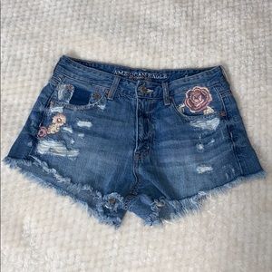 Embroidered American Eagle Jean Shorts